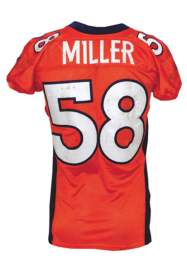 Lot Detail - 2011 Von Miller Game Used and Signed/Inscribed Denver Broncos  Road Jersey Worn on 10/23/11 Vs. Miami (Broncos COA & Tristar)