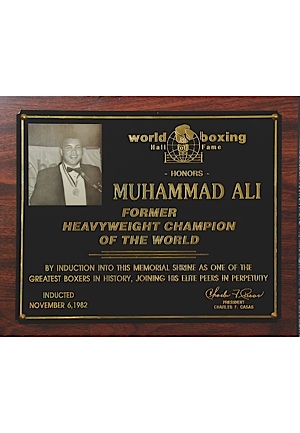 11/6/1986 Muhammad Ali World Boxing Hall of Fame Plaque