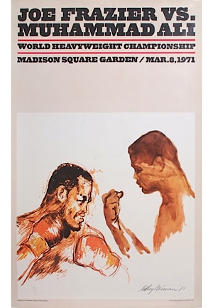 1971 "Fight of the Year Muhammad Ali vs. Joe Frazier Leroy Neiman On-Site MSG Poster (Signed By Neiman)
