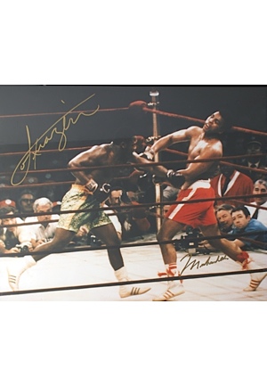 Framed Muhammad Ali & Joe Frazier Autographed Photo (JSA)