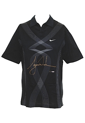 Tiger Woods Worn & Autographed Black Zebra Nike Polo Shirt (UDA 1 of 1) (JSA)