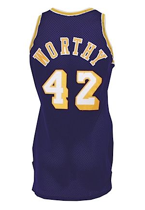 1988-89 James Worthy LA Lakers Game-Used & Autographed Road Jersey (JSA)