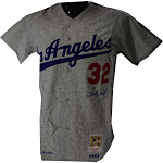 Sandy Koufax Autographed Grey M&N Dodgers Jersey (Online Auth)