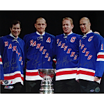 Mark Messier, Brian Leetch, Adam Graves And Mike Richter Multi Autographed With Cup Horizontal 16x20 Photograph w/Years Played Inscriptions (Steiner COA)