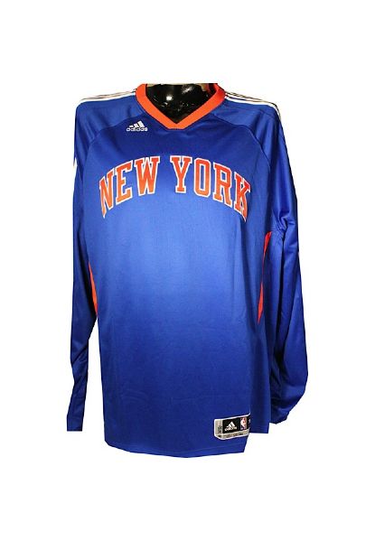 Jared Jeffries Shooting Shirt - NY Knicks 2010-2011 Game Worn #9 Blue Long Sleeve Shooting Shirt (3XT)