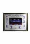 New York Rangers Retired Numbers Collage Signed By Gilbert, Giacomin, Richter, Messier, Leetch, Graves, Bathgate & Howell with Piece of Authentic Game Used Net