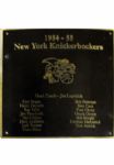 NY Knicks 1954-55 Team Roster Plaque (8"x8") (Black with Gold Text and Border) (Knicks Locker Room Hallway) (Steiner Sports COA)