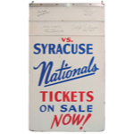 1950’s Original Oversized Syracuse Nats Ticket Sign That Hung Outside Onondaga County War Memorial Stadium - Autographed by Nats All-Time Greats (JSA)