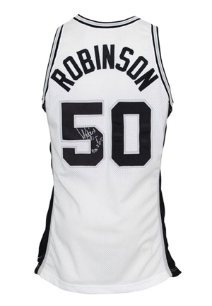 1995-96 David Robinson San Antonio Spurs Game-Used & Autographed Home Uniform (2)(JSA)
