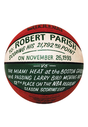 11/26/1993 Robert Parish Boston Celtics Career Point 21,792 Game-Used Basketball (Parish LOA)