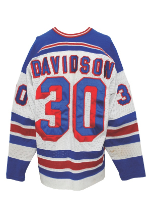 1979-80 John Davidson NY Rangers Game-Used & Autographed Home White Jersey (JSA)(Casey Samuelson LOA)