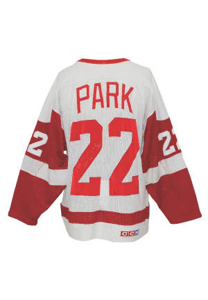 Circa 1984 Brad Park Detroit Red Wings Game-Used & Autographed Home Jersey (JSA)(Meigray LOA)