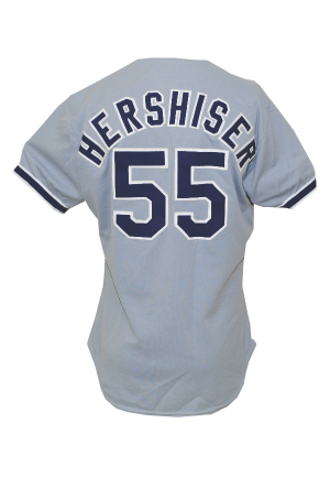 1988 Orel Hershiser LA Dodgers Game-Used Road Uniform With Belt & Stirrup Socks Worn During the 59 Consecutive Scoreless Innings Record Streak (4)(Hershiser LOA)                        