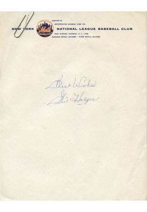 Lot of Gil Hodges Signed NY Mets Stationary (6)(JSA)