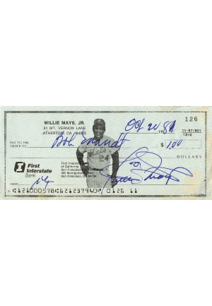 10/20/81 Willie Mays NY Mets Signed Personal Check (Rare Photo Check)(JSA)