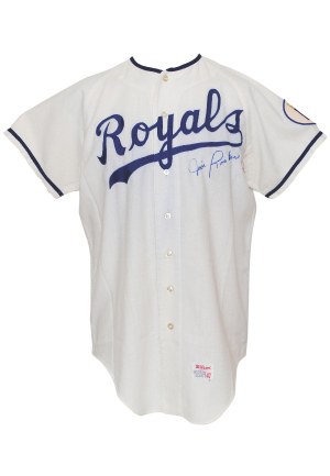 1972 Jim Rooker Kansas City Royals Game-Used & Autographed Home Flannel Jersey (JSA)