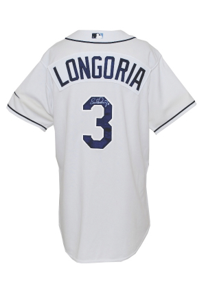 2008 Evan Longoria Tampa Bay Rays Game-Used & Autographed Home Jersey (JSA)(World Series Year)