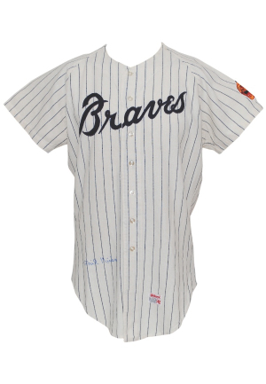 1968 Phil Niekro Atlanta Braves Game-Used & Autographed Home Flannel Jersey (JSA)