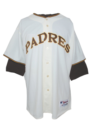 2009 Adrian Gonzalez San Diego Padres 1969 TBTC Game-Used & Autographed Home Uniform with Stirrups & Belt (6)(JSA)(MLB)