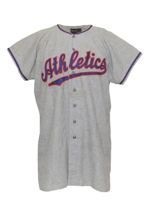 1954 Lee Wheat Philadelphia Athletics Game-Used Road Flannel Jersey (One Year Style)(First One We Have Ever Seen)