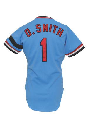 1982 Ozzie Smith St. Louis Cardinals Game-Used & Autographed Road Jersey (JSA)(Championship Season)
