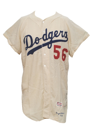 1958 Don Drysdale LA Dodgers Game-Used Home Flannel Jersey