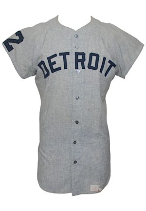 1968 Pat Dobson Detroit Tigers Game-Used Road Flannel Jersey (Championship Season)
