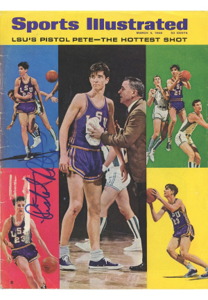 3/4/1968 "Pistol" Pete Maravich Autographed Sports Illustrated Cover (JSA)