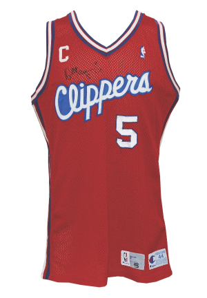 Pair of 1991-92 Danny Manning LA Clippers Game-Used & Autographed Jerseys with 1990-91 Worn & Autographed Warm-Up Suit (4)(JSA)(Team Letter) 