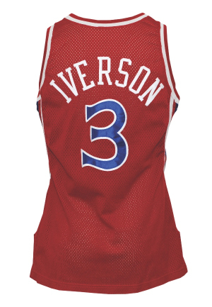 1996-97 Allen Iverson Rookie Philadelphia 76ers Game-Used Road Uniform (2)                    