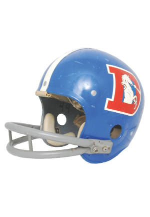 Late 1960s Denver Broncos Rookie Era AFL Game-Used Suspension Helmet Attributed to Floyd Little