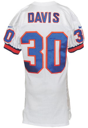 1996 Terrell Davis Denver Broncos Game-Issued Road Jersey & Helmet (2)