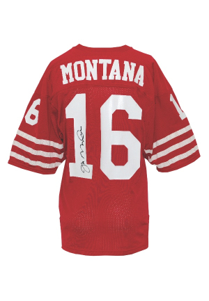 Mid 1980s Joe Montana San Francisco 49ers Game-Used & Autographed Home Jersey (JSA)(Team Repairs)