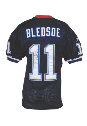 2002 Drew Bledsoe Buffalo Bills Game-Used & Autographed Home Jersey (JSA)(NFL PSA/DNA COA)(Team Repairs)