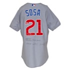5/2/2002 Sammy Sosa Chicago Cubs Game-Used & Autographed Double HR Road Jersey (JSA)(Sosa Hologram)