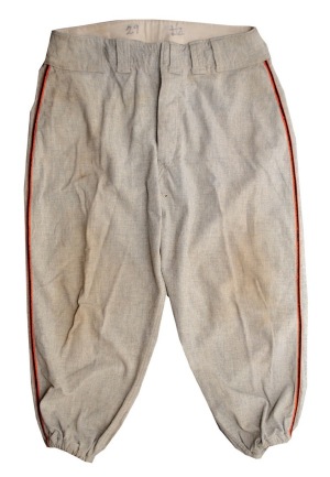 1947 Bobby Thomson Rookie NY Giants Game-Used Road Flannel Pants with 1947 Signed Endorsement Contract (2)(JSA)