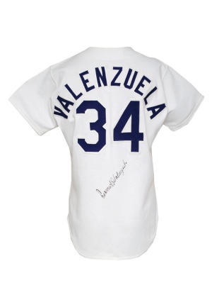 Circa 1984 Fernando Valenzuela Los Angeles Dodgers Game-Used & Autographed Home Jersey (JSA)