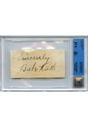 Babe Ruth Autographed and Encapsulated Cut (Full JSA LOA)