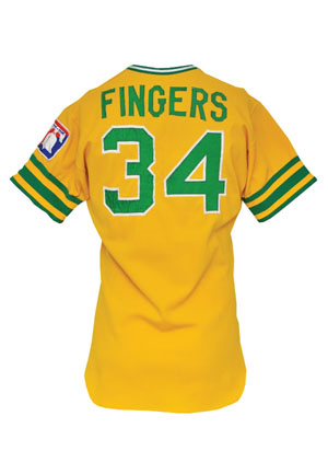 1976 Rollie Fingers Oakland Athletics Game-Used Alternate Jersey (Rare • Original Bicentennial Patch)