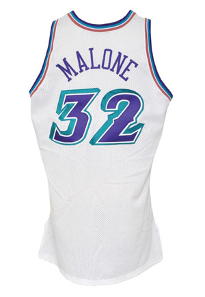 1996-97 John Stockton & Karl Malone Utah Jazz Game-Used Home Jerseys (2)(HoF LOA)