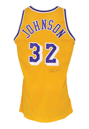 1996 Earvin “Magic” Johnson Los Angeles Lakers Game-Used & Autographed Home Jersey (JSA • Comeback & Final Season • HoF LOA)