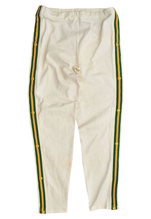 Circa 1971 John Havlicek Boston Celtics Worn Home Warm-Up Pants (Athletic Trainer LOA • HoF LOA)