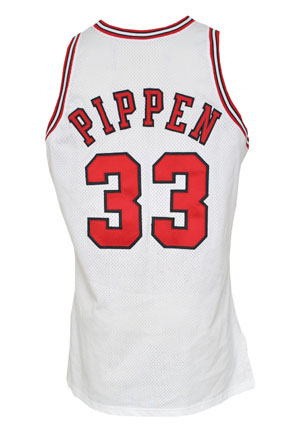1992-93 Scottie Pippen Chicago Bulls Game-Used & Autographed Home Jersey (JSA • Championship Season • Sourced from National Basketball Trainers Association • HoF LOA)