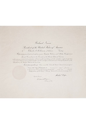1/21/1969 Richard Nixon Signed Presidential Certificate to Bud Wilkinson (JSA)
