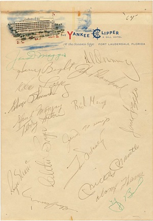 1964 New York Yankees Team Signed "Yankee Clipper Hotel" Letterhead (Full JSA • AL Championship Season)