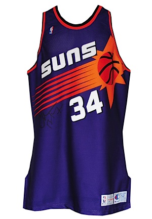 1992-93 Charles Barkley Phoenix Suns Game-Used & Autographed Road Jersey (JSA • MVP Season • Equipment Manager LOA)
