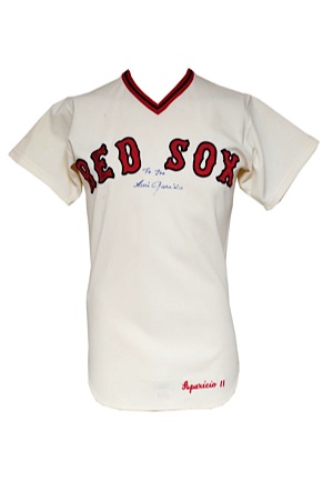 1973 Luis Aparicio Boston Red Sox Game-Used & Autographed Home Jersey (JSA)