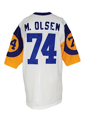 1974 Merlin Olsen Los Angeles Rams Game-Used Road Jersey (Team Repairs)