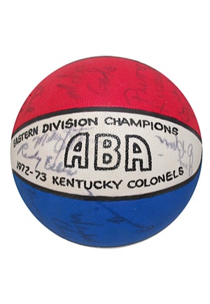 1972-73 ABA Eastern Division Champions Kentucky Colonels Team Signed Ceramic Basketball (JSA)