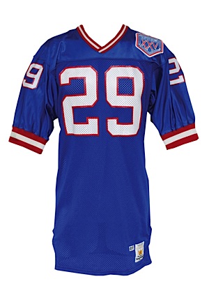 1990 Myron Guyton New York Giants Super Bowl XXV Game-Used Home Jersey (Championship Season • Team Repairs)